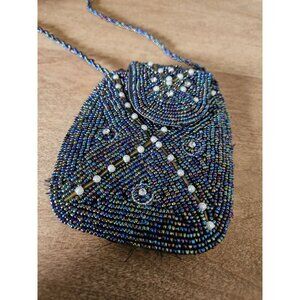 Vintage Mini Micro Beaded Purse Evening Bag With Beaded Strap